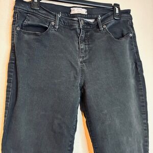 Free People Women Black Skinny Jeans Mid Rise Faded Denim Size 31 Stretch Casual